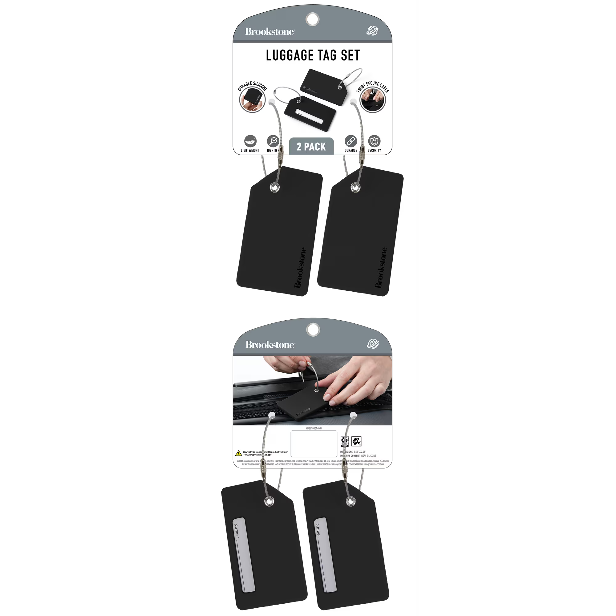 Brookstone 2-Piece Silicone Luggage Tag Set